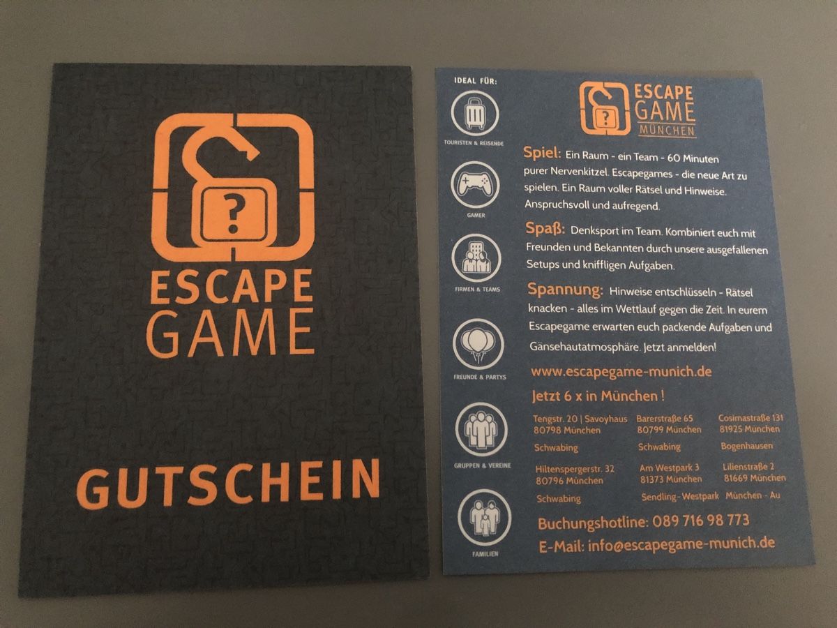 Gutscheine: Gutschein Escape Room – Neu (gemäss Beschreibung) aus Bischofszell von Claudia.06