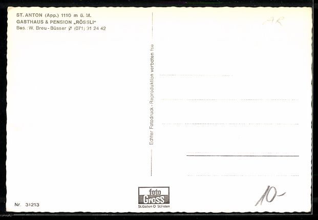 Cartoline postali: St. Anton /App., Gasthaus, Pension 'Rös – Usato da Berlin venduto da bartko-reher 1