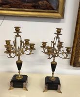Antike Kerzenständer 5-flammig, Messing/Marmor - Jugendstil