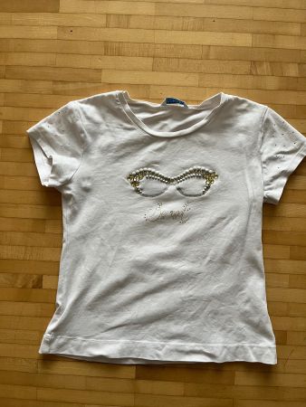 Mayoral T-Shirt Gr. 140 weiss Glitzer Brille