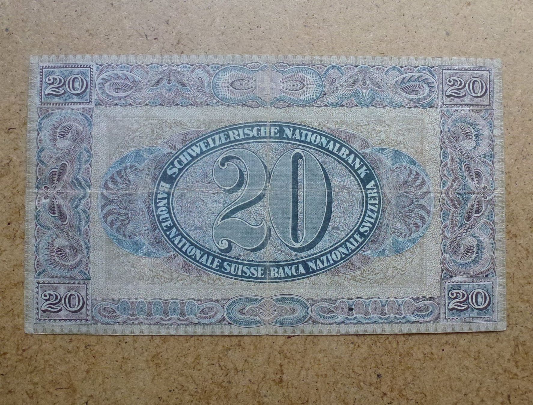 Banconote: ++ 20.- Franken 29. Sept. 1927 – Usato da Walkringen venduto da Casablanca777 2