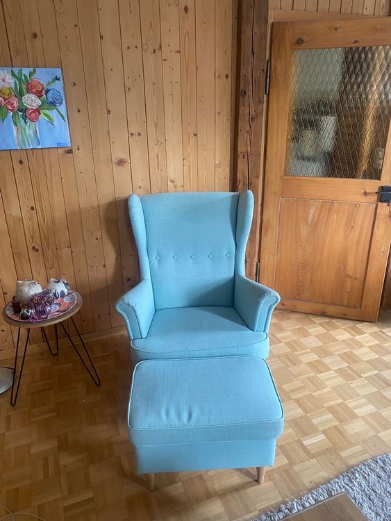 Ohrensessel Ikea/Strandmon mit Fussauflage Kaufen auf Ricardo