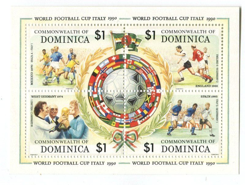 Alle Briefmarken: Block "Fussball". Dominica – Neu und originalverpackt aus Basel von Butsch5