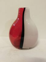 Schicke Caithness Glass Vase weiss rot schwarz Deko Glasvase