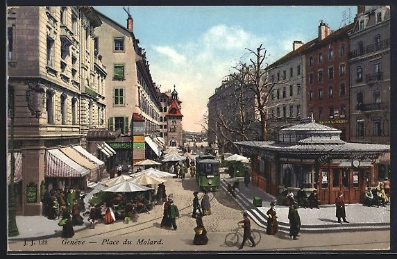 Cartoline postali: AK Geneve, Place du Molard, Strassenbahn – Usato da Berlin venduto da bartko-reher
