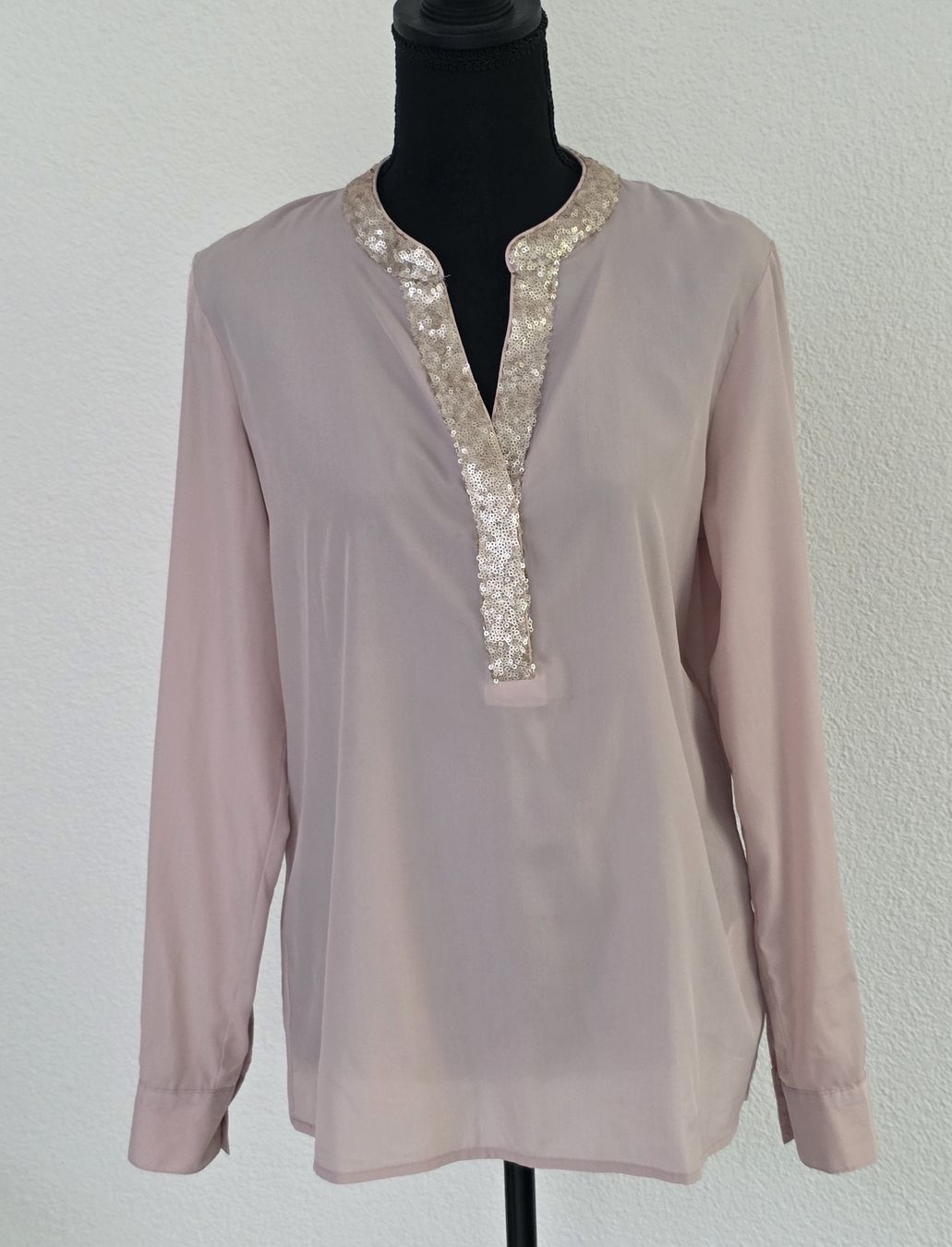Camicette: Patrizia Dini Bluse, Gr. 40, rosé, mit Pailletten – Nuovo (secondo la descrizione) da Rheinsulz venduto da Gilea