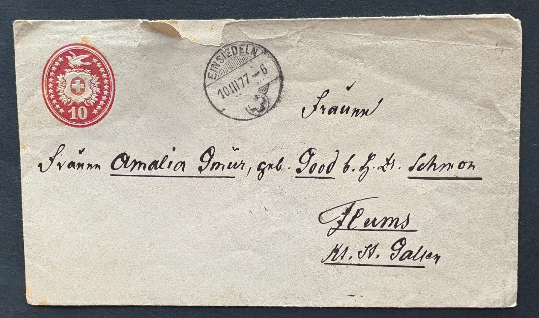 Tous les timbres: BRIEFUMSCHLAG EINSIEDELN 1877 – D'occasion à Ostermundigen par Wyatt-Earp