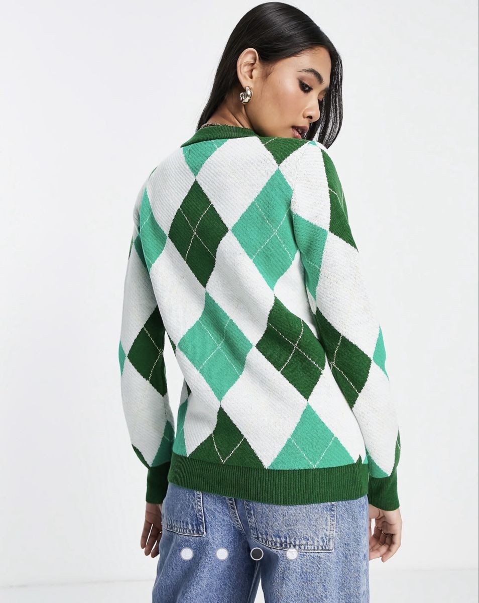 Maglioni & Felpe: Gianni Feraud green argyle crew neck jumper – Usato da Zürich venduto da Victoria_T 4