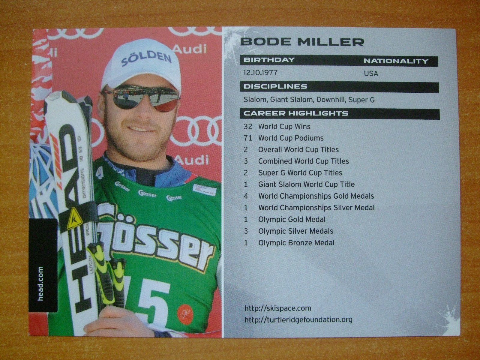 Autografi: BODE MILLER  (USA) AUTOGRAMMKARTE TOP – Usato da Schachen b. Reute venduto da Dzestar 1