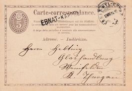 1874: 5 Rp. Ganzsache mit seltenem Stabstpl. EBNAT-KAPPEL