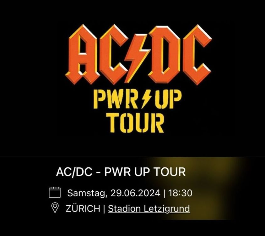 AC/DC Ticket Front Field Eingang C Letzigrund (Neu und originalverpackt ...
