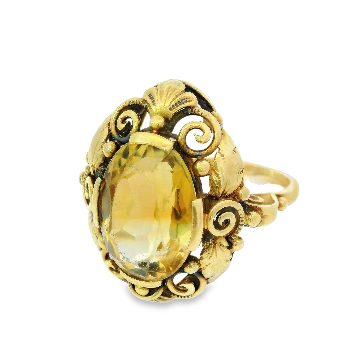Anelli: Antik 14k 585 Gold Citrin Statement Ring – Usato da Embrach venduto da estzeh1 6