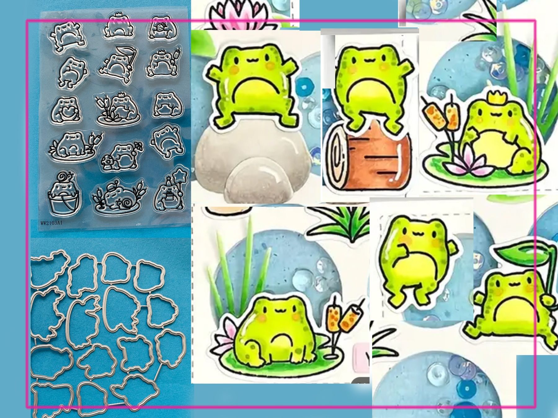 Schablonen: Frösche - Stanzschablone und Silikonstempel – Neu und originalverpackt aus Frenkendorf von jazzplatten