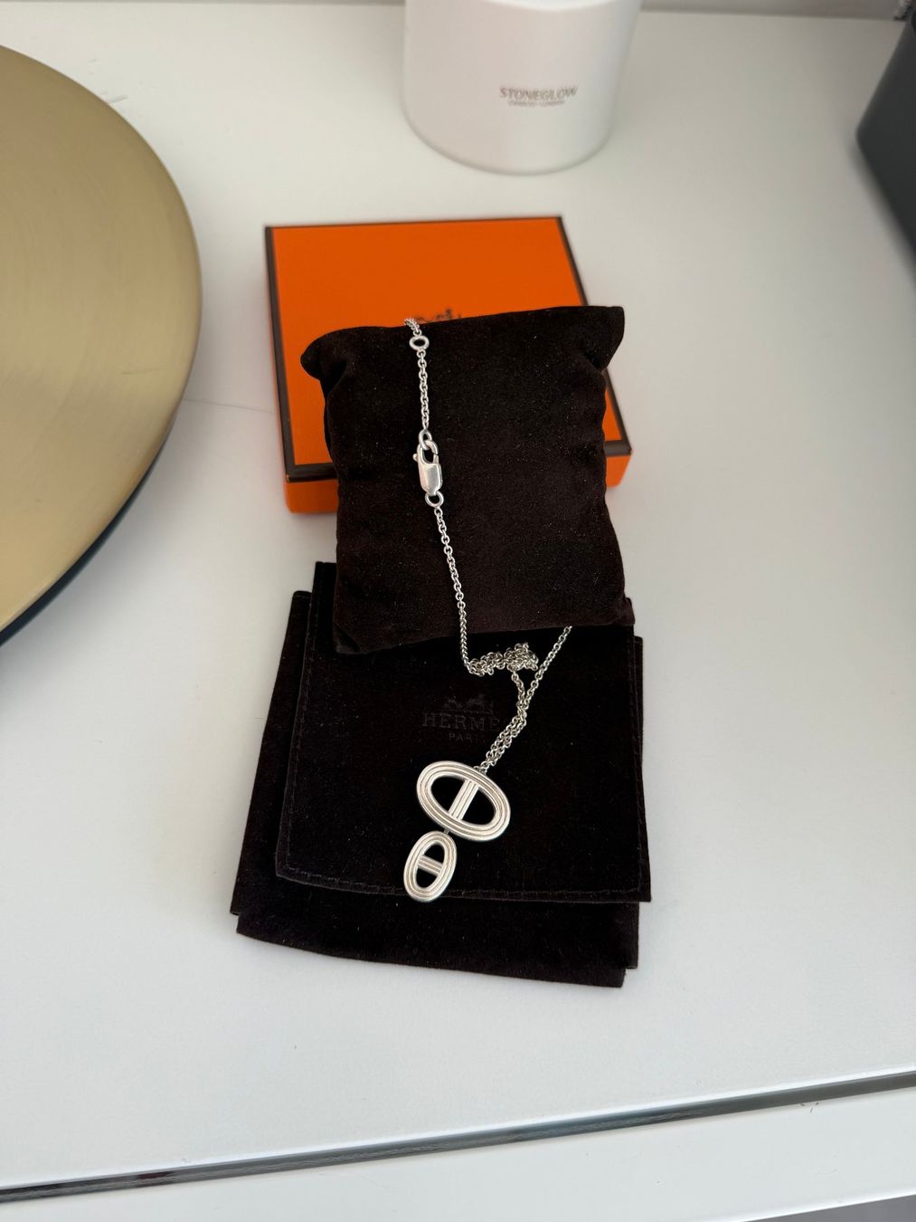 Hermès Catenine: HERMES authentique collier chaine pendentif double ancre – Usato da Yens venduto da Mariedjo 3