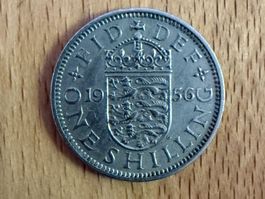 1 One Shilling 1956 Englisches Wappen Drei Löwen Münze