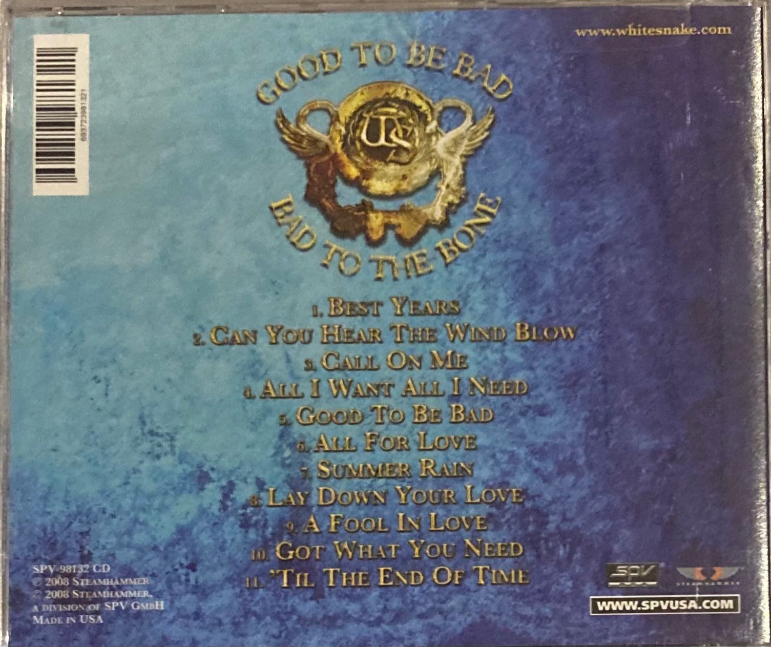 CD: WHITESNAKE - GOOD TO BE BAD – Usato da Poliez-Pittet venduto da Newtown-Records 1