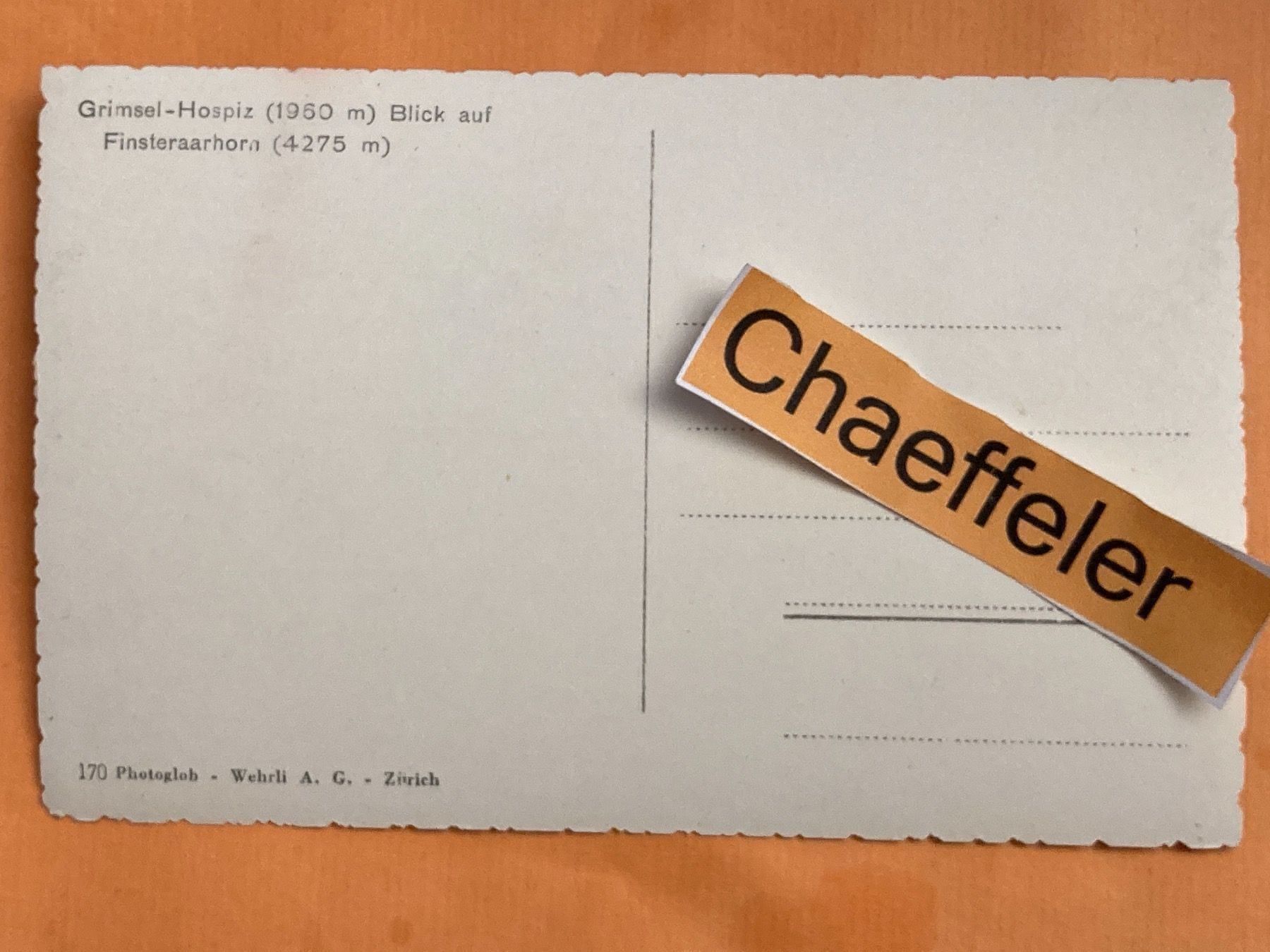 Ansichtskarten: Grimsel-Hospiz. – Gebraucht aus Zürich von Chaeffeler 1