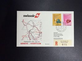 Swissair Erstflugbrief Genf-Khartoum ab UNO 1983