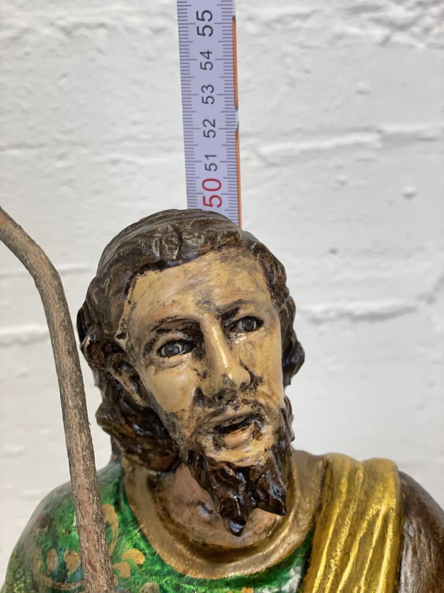 Sculture & Statue: Antike Holzfigur, Heiliger, 52cm hoch, Handbemalt – Usato da Locarno venduto da Osvaldo61 7