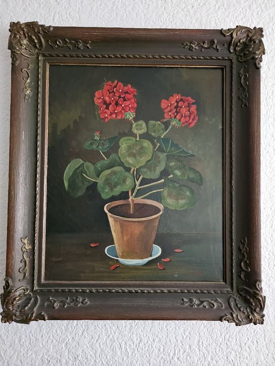 Geranien Gemälde von L.Diehler | Kaufen auf Ricardo