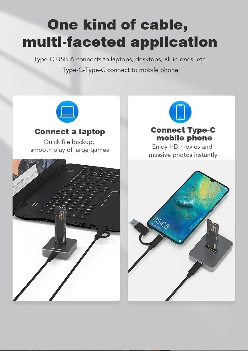 Dockingstation: HDD Docking Station M.2 Caddy Box Base Adapter SATA/NVMe – Neu und originalverpackt aus Unterägeri von RmOnline 2