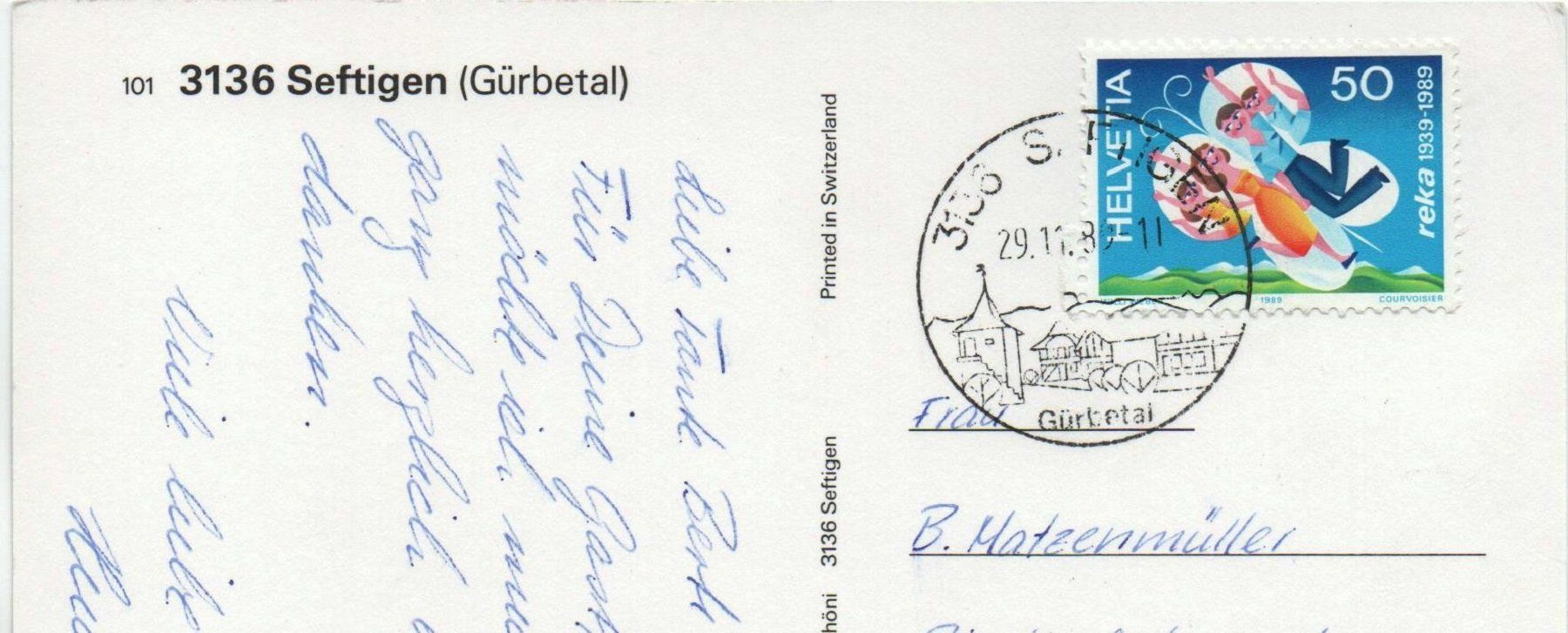 Cartoline postali: SEFTIGEN (Gürbetal) – Usato da Jona venduto da philajona 1