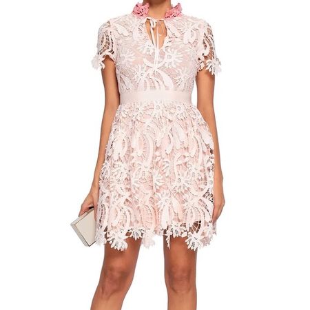 Maje Lace Mini Dress in Rosa Pink - Size 1