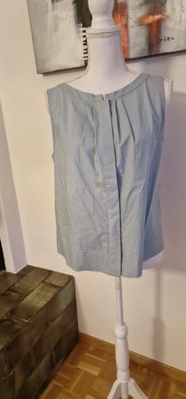 ODEEH Damen Sommerbluse Gr. 36 Baumwolle blau Top ärmellos