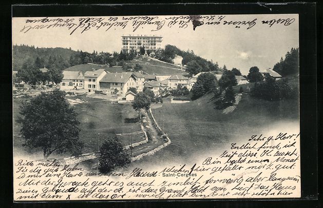 Cartoline postali: Saint-Cergues, Teilansicht mit Feldweg – Usato da Berlin venduto da bartko-reher