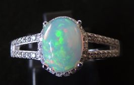 Äthiopischer Opal Silber 925 Fingerring Gr. 57