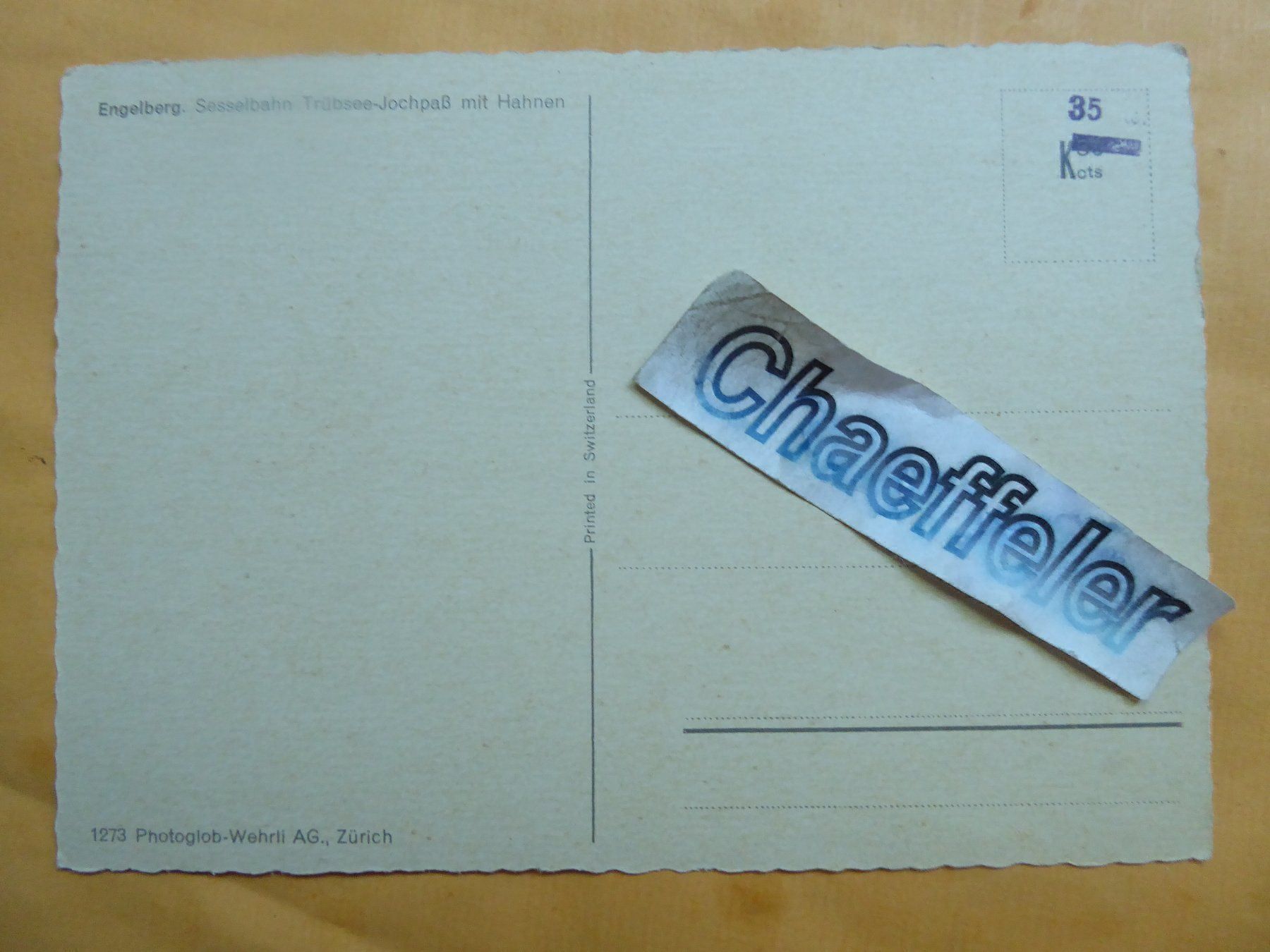 Cartoline postali: Engelberg. Sesselbahn - – Usato da Zürich venduto da Chaeffeler 1