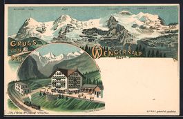 Litho Wengernalp, Gebirgspanorama mit M