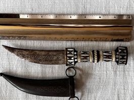 Jagdmesser verm " osmaniches Reich", mit Einlegearbeit,