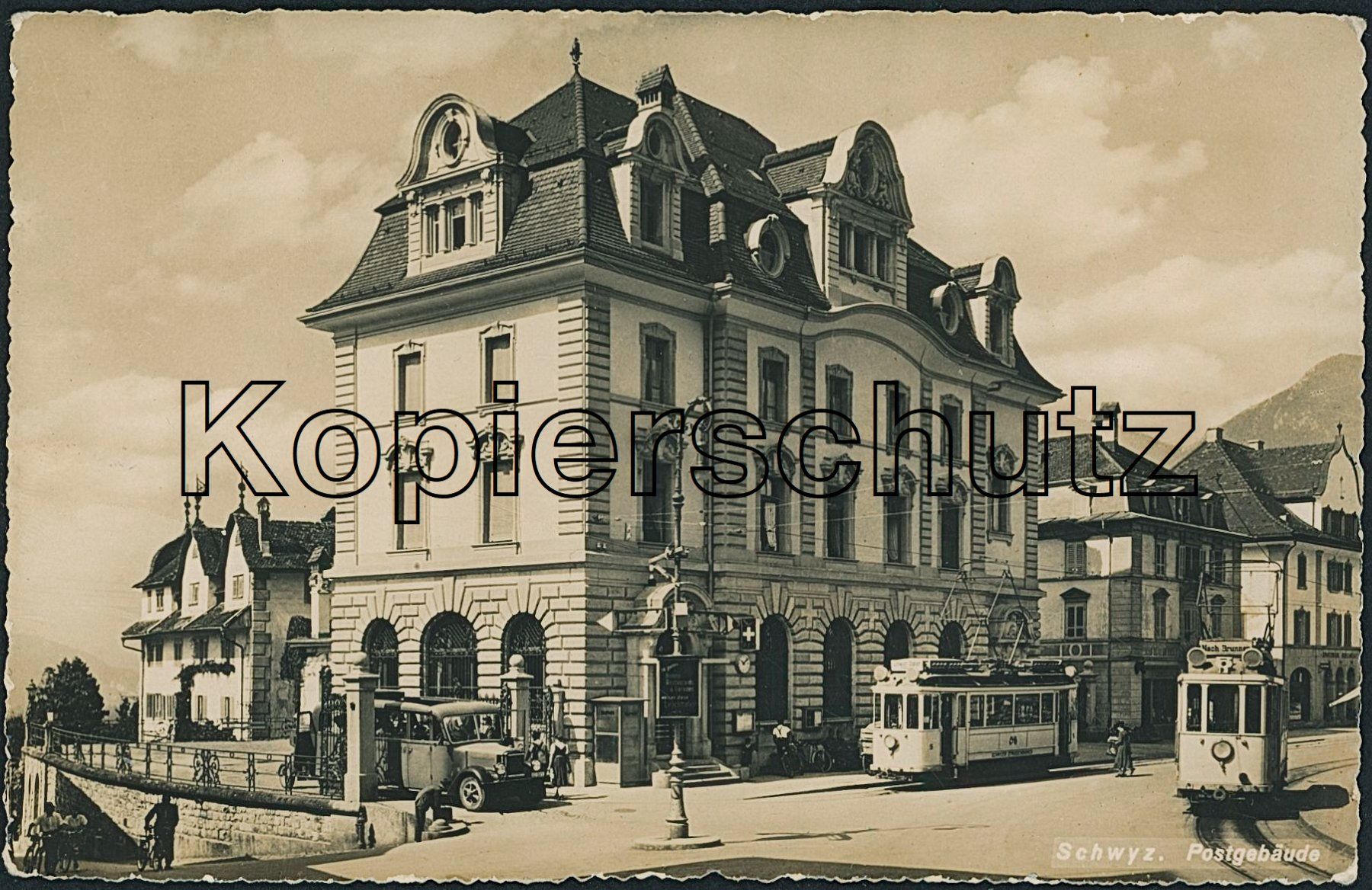 Cartoline postali: SZS Schwyz -Tram SSTB - Post - Postauto – Usato da Schindellegi venduto da leecollect