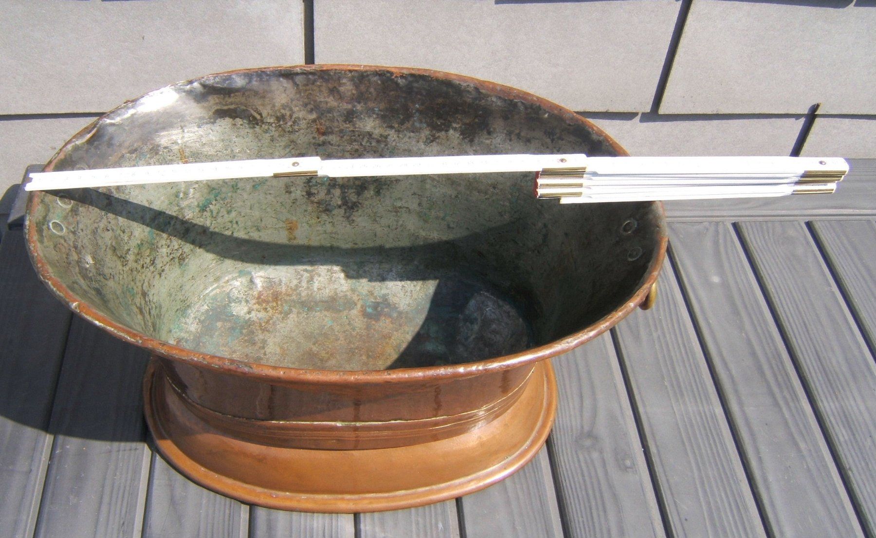 Pentole: GROSSER, ALTER KUPFER KESSEL MIT 2 GRIFFEN – Usato da Brunnen venduto da Nonne04