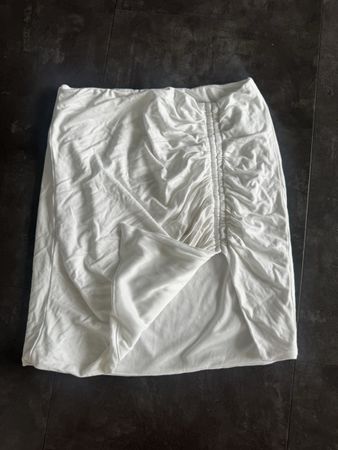 White Ruched Mini Skirt - coquette