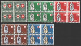 1957, Pro Patria, Viererblöcke, ohne Falz **
