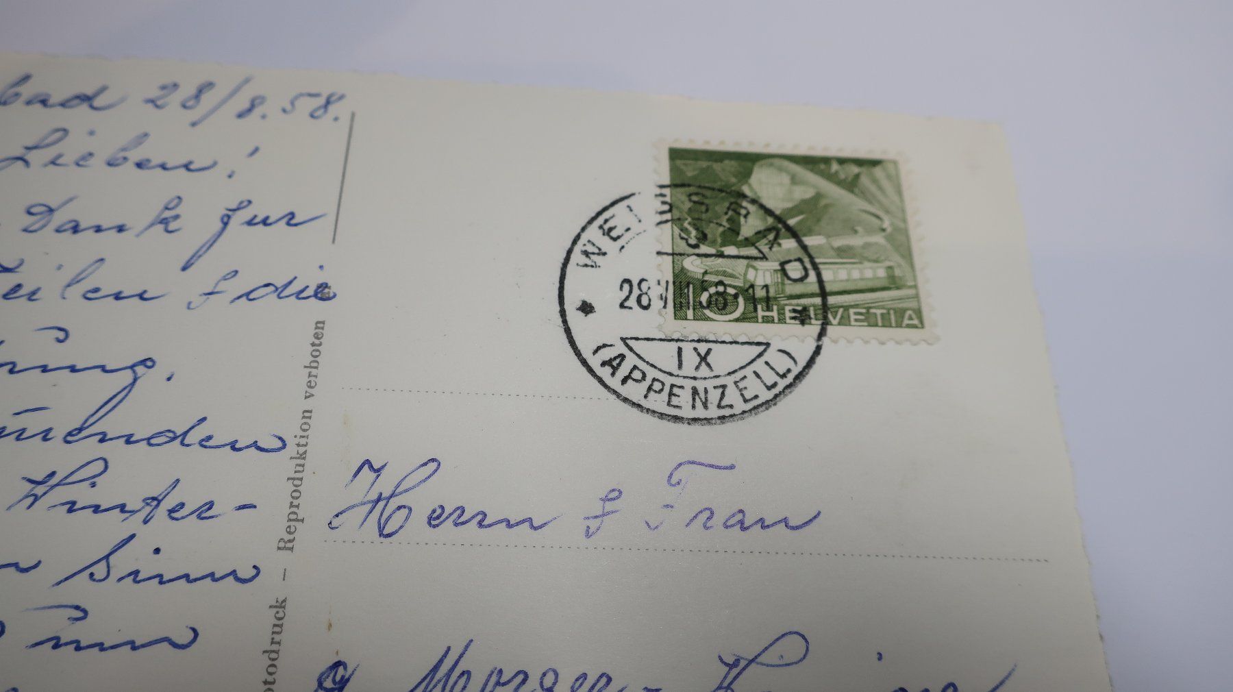 Cartoline postali: Weissbad (App.) mit Ebenalp 1958 – Usato da Cormoret venduto da Pascalll2001 4