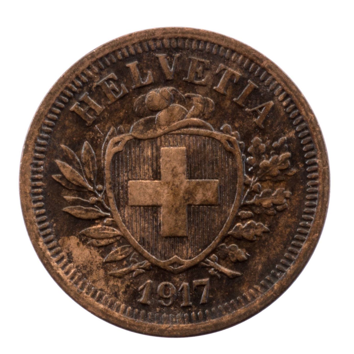 Tutti le monete: Schweiz / Suisse - 1 Rappen - 1917 – Usato da Rotkreuz venduto da Swiss-Coins