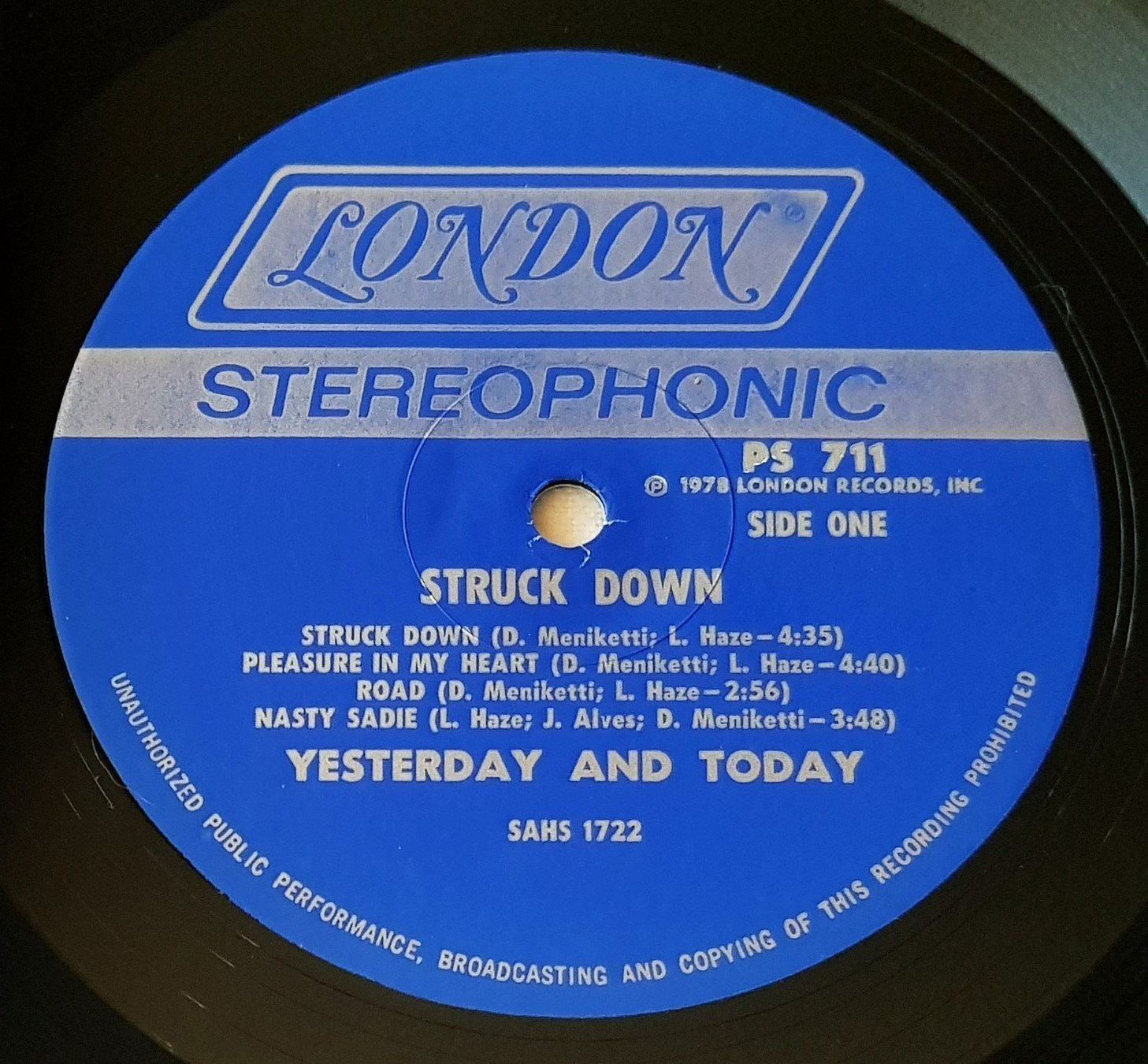 Schallplatten: Yesterday And Today - Struck Down - 1978 - US First Press – Gebraucht aus Uster von Zardodel 4