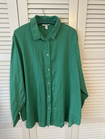 Damen Hemd H&M Leinen grün Grösse XXL guter Zustand