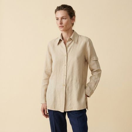 Chemise Mary Anne Beige 100% Lin Fabriqué en Italie - T. L
