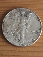 USA 1 OZ fine Silver one-Dollar 1986 Zustand gem. Bilder