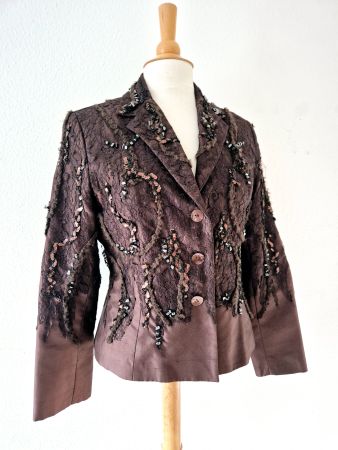 RENATE MUCCI BLAZER JACKE SEIDE SEIDENJACKE M 38 PAILETTEN
