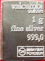5x 1gr. Fine Silver 999.9 Silberbarren von Valcambi