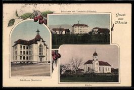 AK Biberist, Schulhaus mit Turnhalle, Kirche