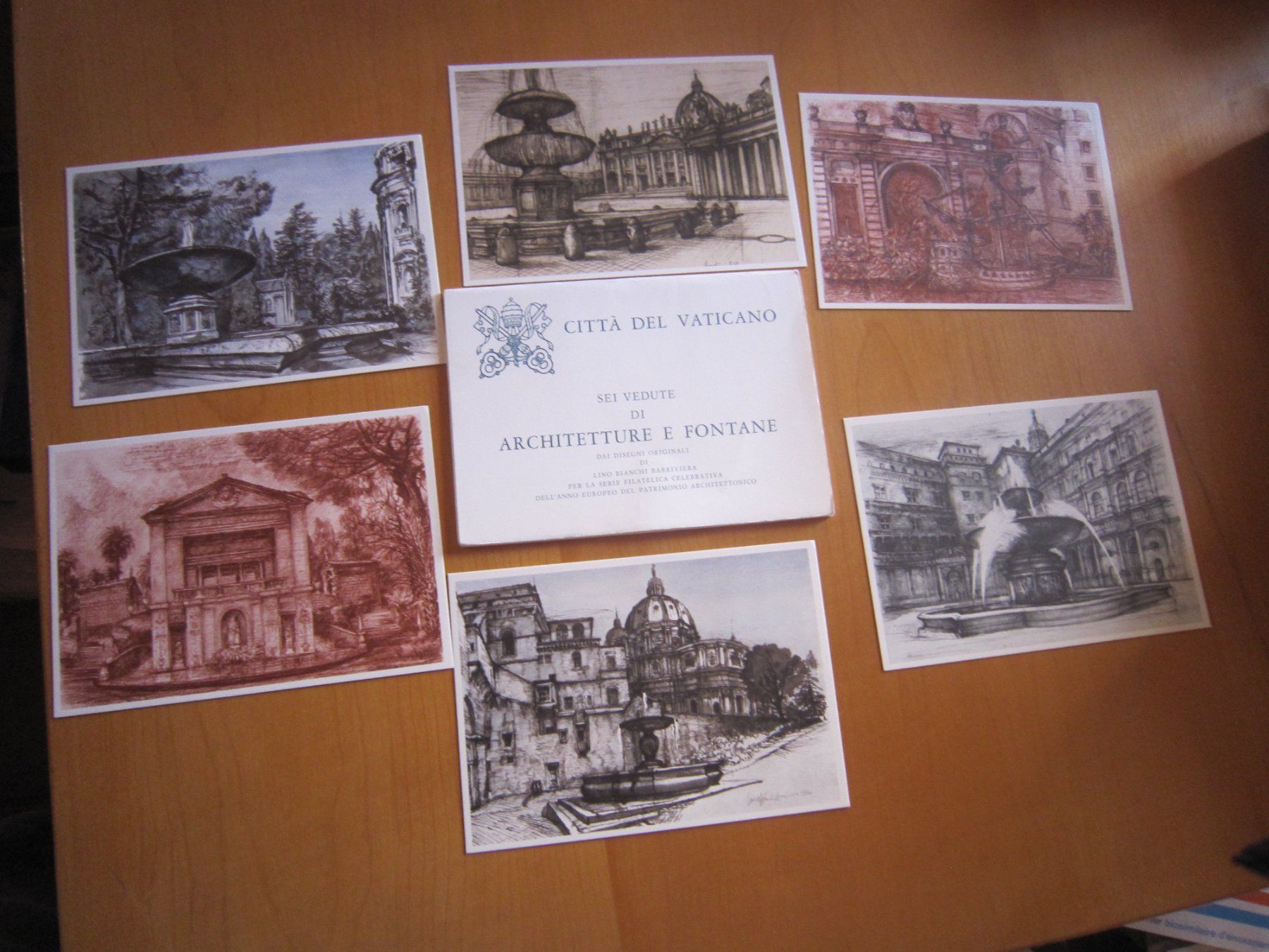 Alle Briefmarken: Vatikan 6 vedute architetture e fontane – Gebraucht aus Gordola von Polentaefung