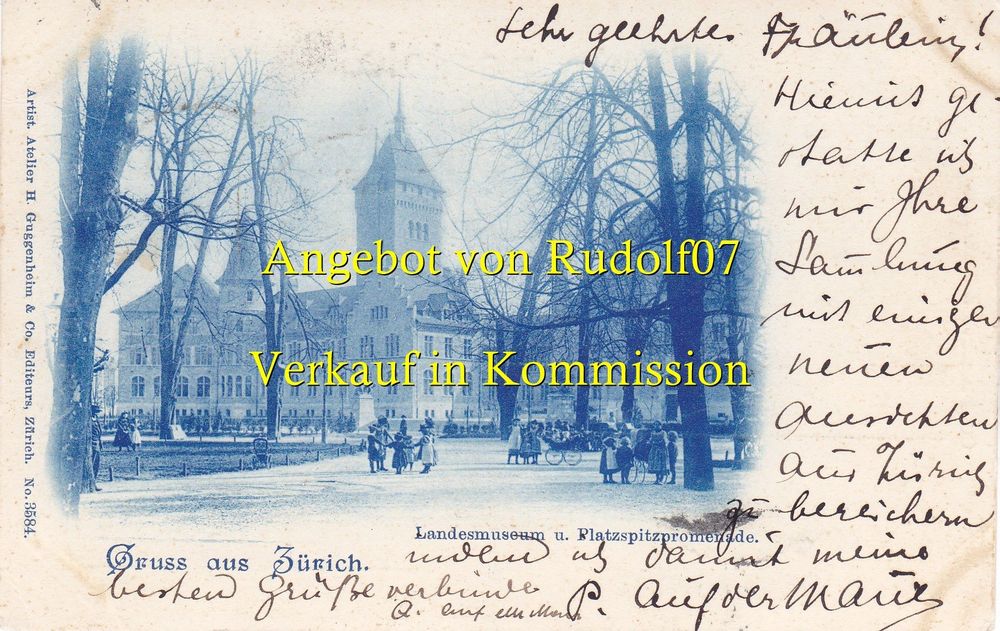 Gruss aus Zürich - Landesmuseum u. Platzspitzpromenade /ar (Gebraucht ...