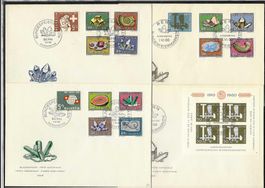 1958-1960, 4 illustr. FDC Pro Patria ohne Adresse (15452)