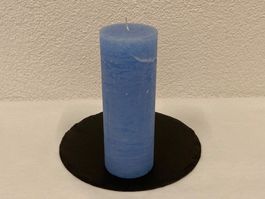 Kerze 8 x 22 cm, hellblau rustic, 950g